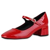 VAN HILL Damen Mary Janes Blockabsatz Lack Klassisch Schuhe...