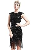 BABEYOND Damen Kleid voller Pailletten 20er Stil Runder...