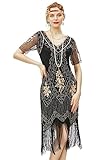 BABEYOND 1920s Kleid Damen Flapper Kleid mit Kurzem Ärmel Gatsby...