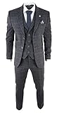 TruClothing.com Herrenanzug 3 Teilig Grau Fischgräte Tweed...