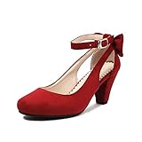 elerhythm Damen Mary Jane Bow Closed Toe Vintage Pumps Heels...