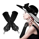 TSHAOUN Schwarze Opera Lange Handschuhe,Damen Satin Classic Opera...