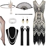Panngu 1920er Damen Kleid Mit 20er Jahre Accessoires, Charleston...
