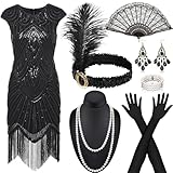 Alintor Gatsby Kleid Damen Mit Accessoires - Charleston Flapper...